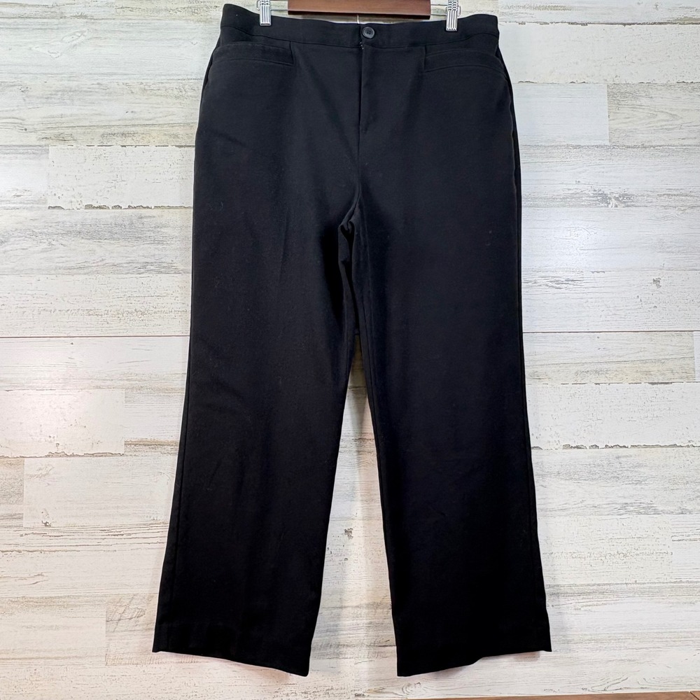 Christopher & Banks Petite Black Straight Leg Dress Pants Size 16P Stretch Work‎